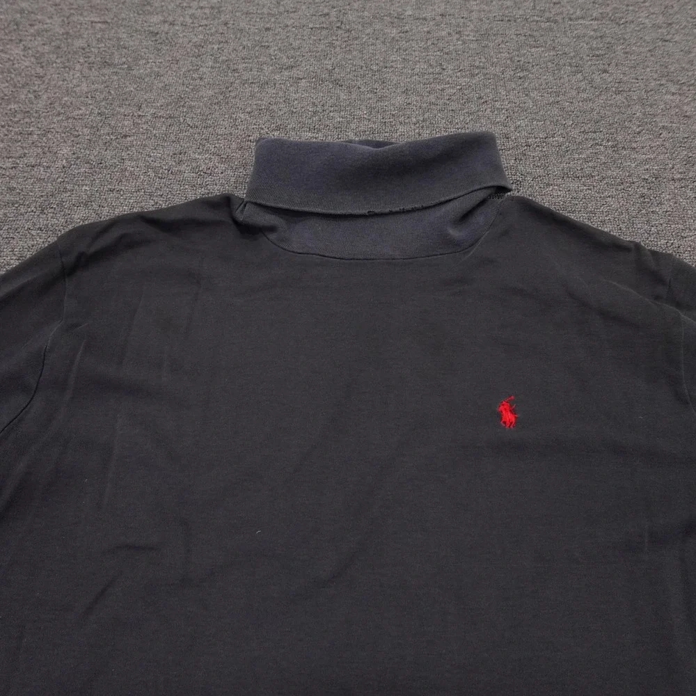 Vintage Polo Ralph Lauren Shirt Mens Large Black Turtleneck Tee Made USA